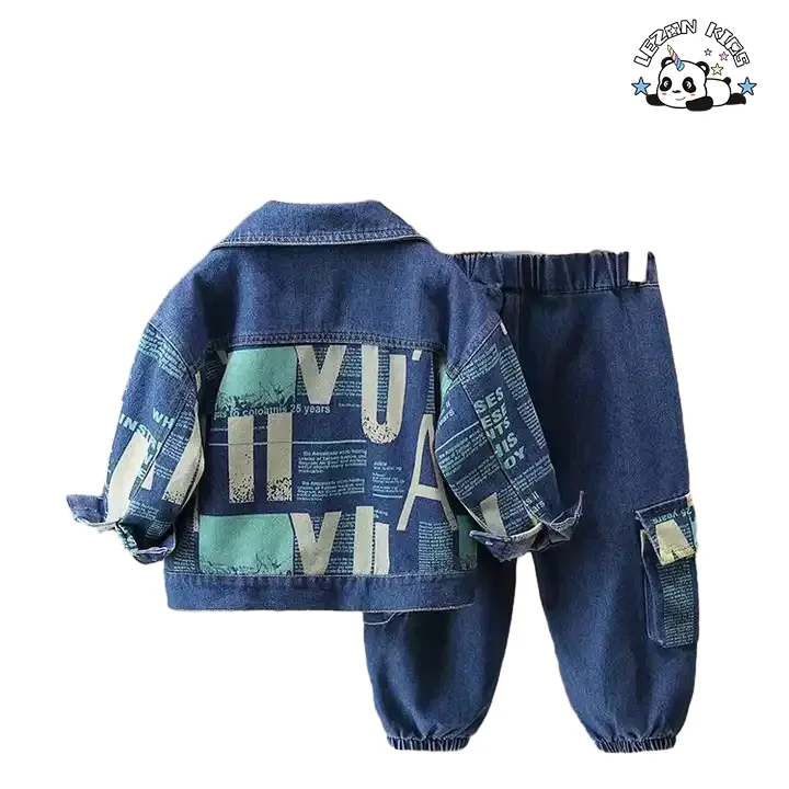 LEZONKIDS - Wholesale Spring Autumn Long Sleeve Jacket and Pants Printed Kids  Clothing  Boys Set